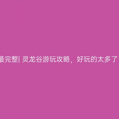 最完整| 灵龙谷游玩攻略，好玩的太多了